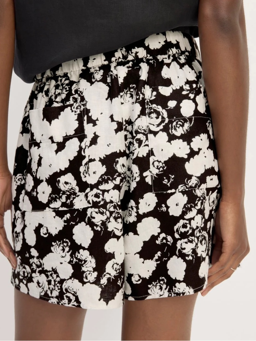 Everlane Linen Easy Shorts Floral Black White Medium European Flax Chic - Picture 3 of 11